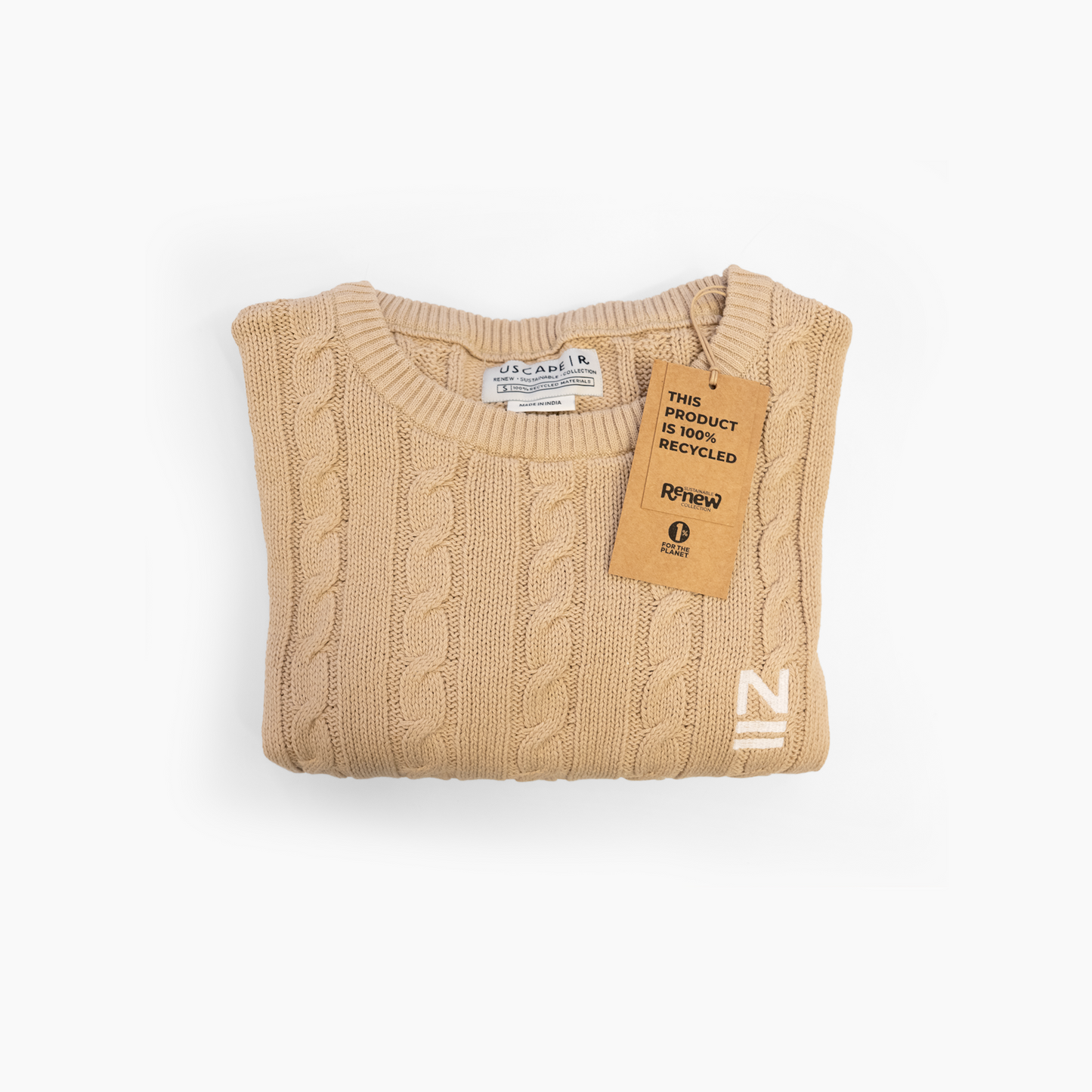 Recycled Cable Knit Sweater - "N"