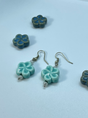 Green Flower Stone Earrings #15