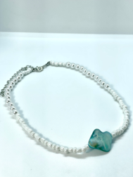 Green Stone and Pearl Necklace #13