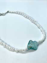 Green Stone and Pearl Necklace #13