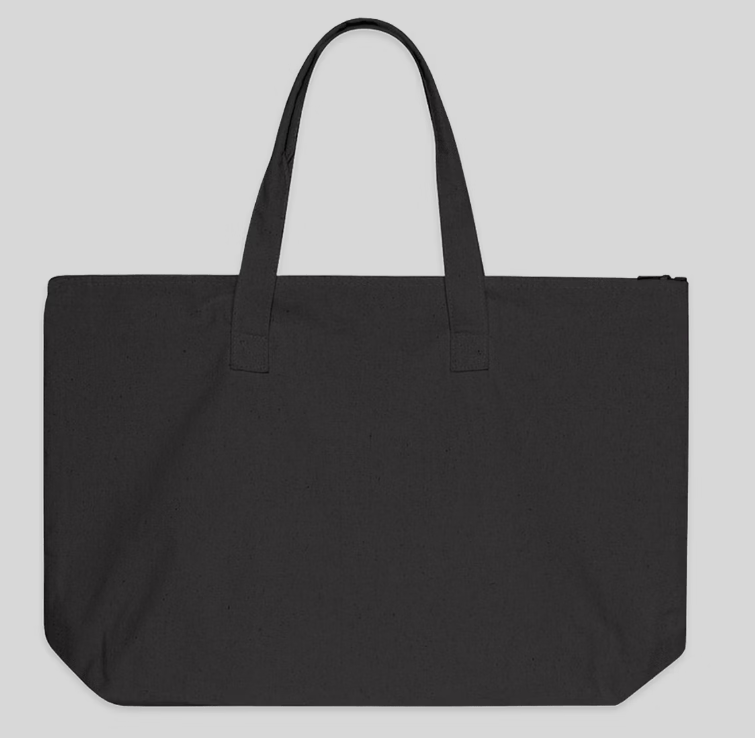 Black canvas tote bag with zipper 2025
