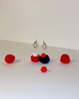 Red and Blue Puffy Earrings #19