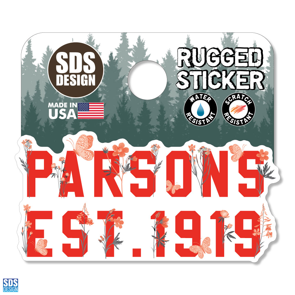 Parsons w_Flowers - Rugged Sticker 2"