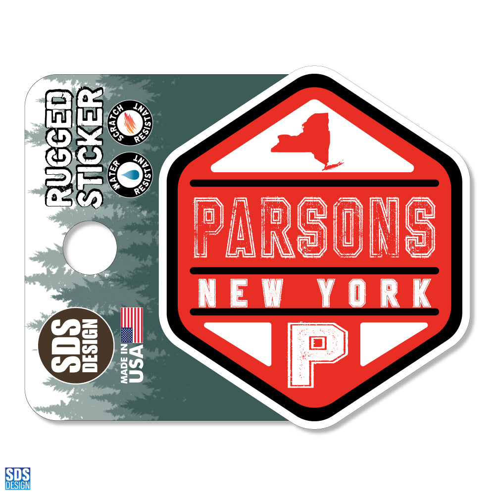 Parsons New York Hexagon Badge - Rugged Sticker 2"