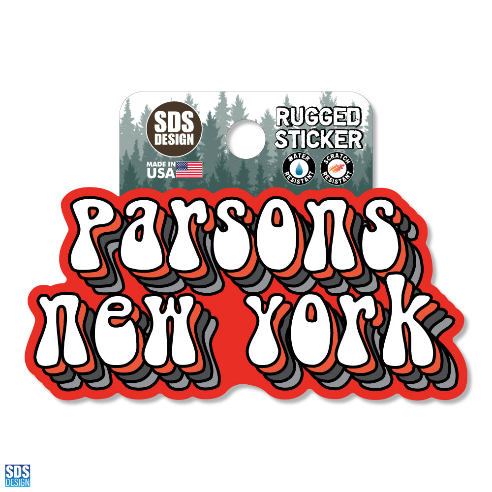 Parsons New York Stacked Bubble - Rugged Sticker 3.5"