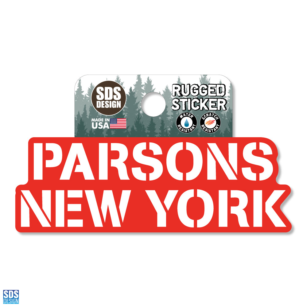Parsons Stacked Stencil - Rugged Sticker 3.5"