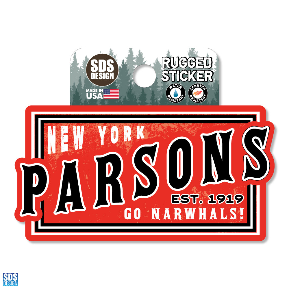 Parsons Slant Text - Rugged Sticker 3.5"