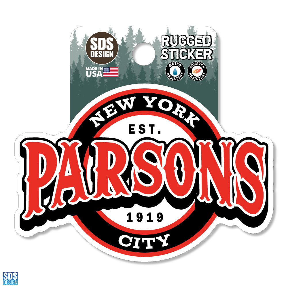 Parsons Vintage Text Circle - Rugged Sticker 3.5"