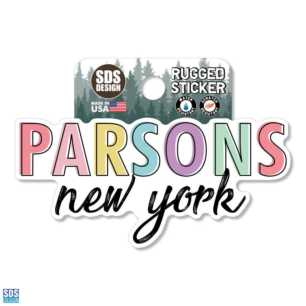 Parsons New York Pastel - Rugged Sticker 3.5"