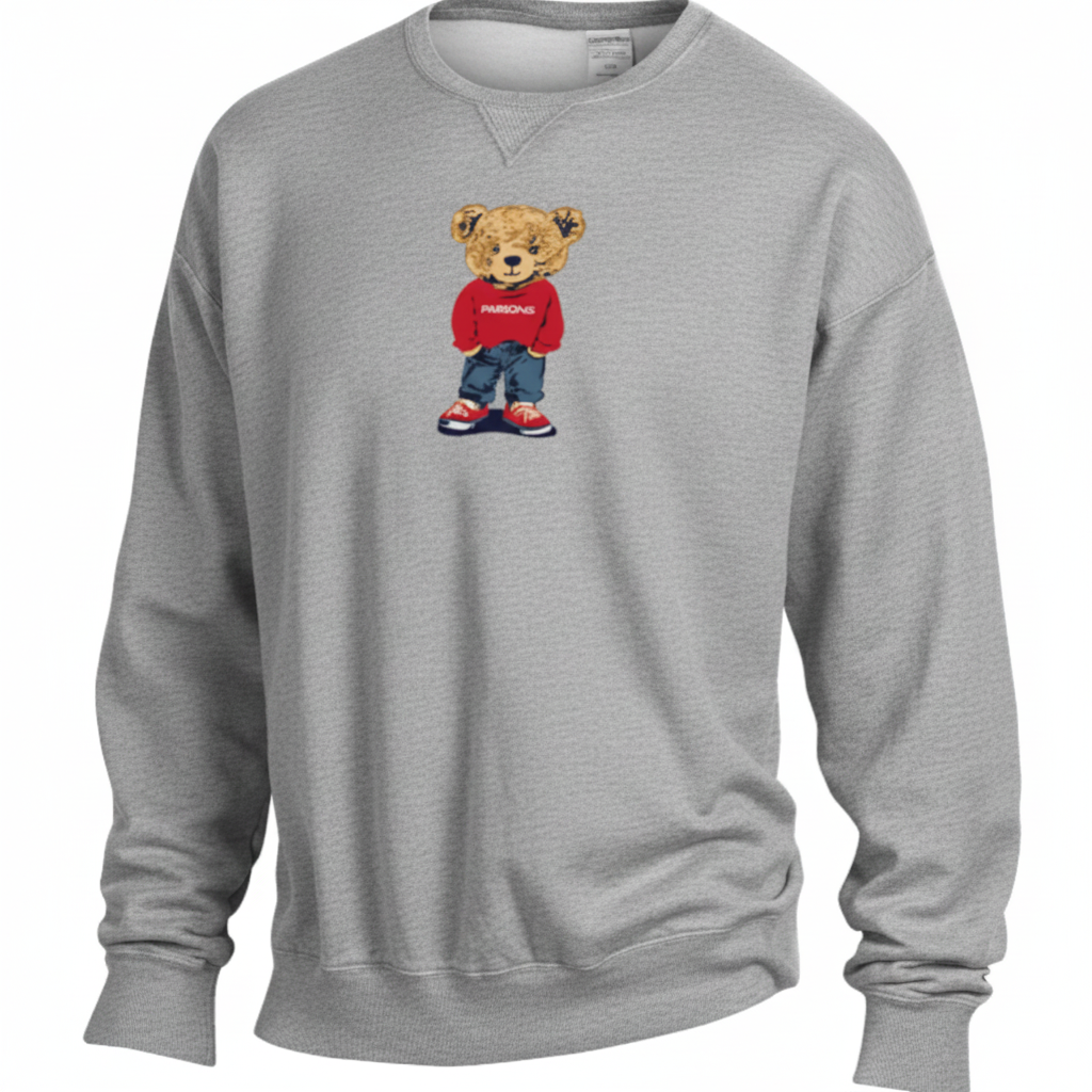 Parsons Bear Crewneck — Heather Grey