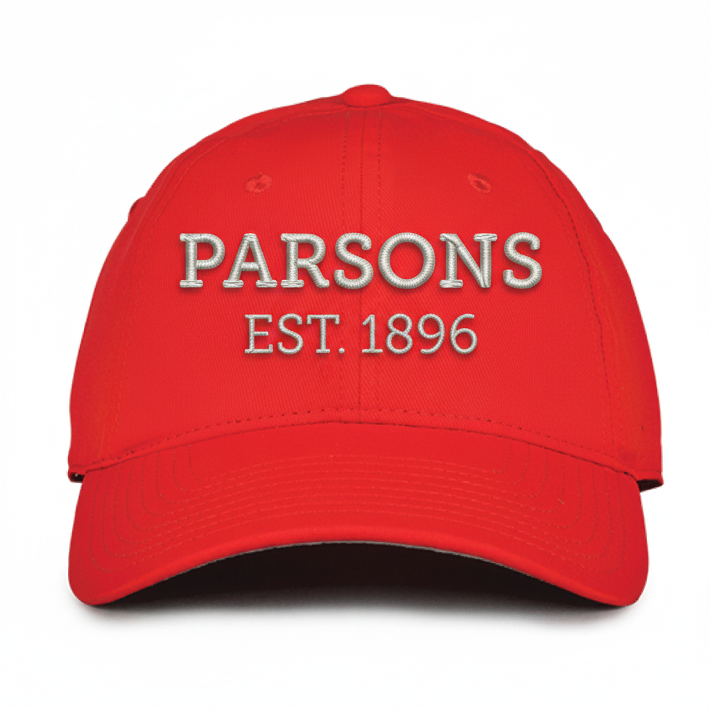 Parsons Est. 1896 Red Twill Hat - Realistic Embroidery