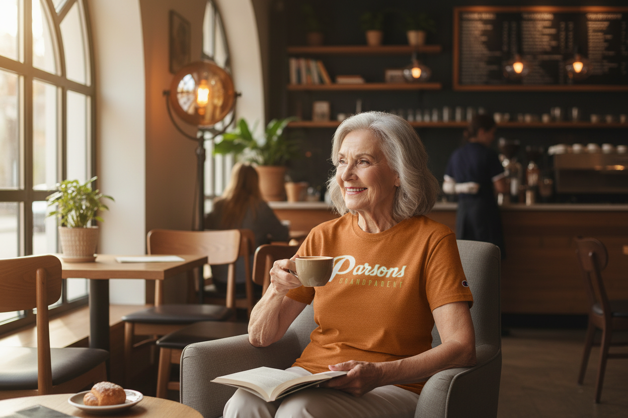 Parsons Grandparent T-Shirt - Coffee Shop Lifestyle