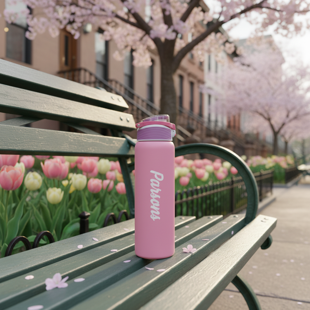 Parsons water bottle spring NYC lifestyle photo