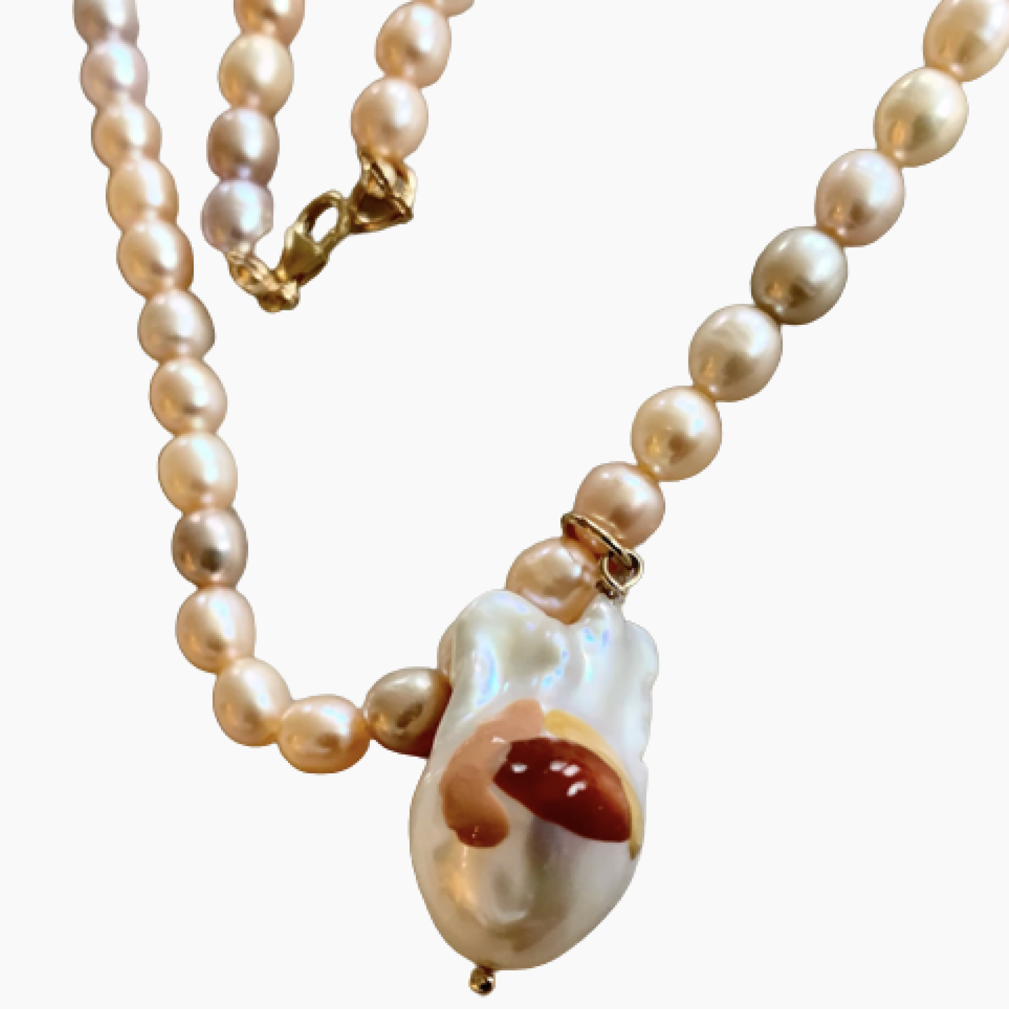 Baroque Painted Pearl Sting Necklace - 14k Gold Filled