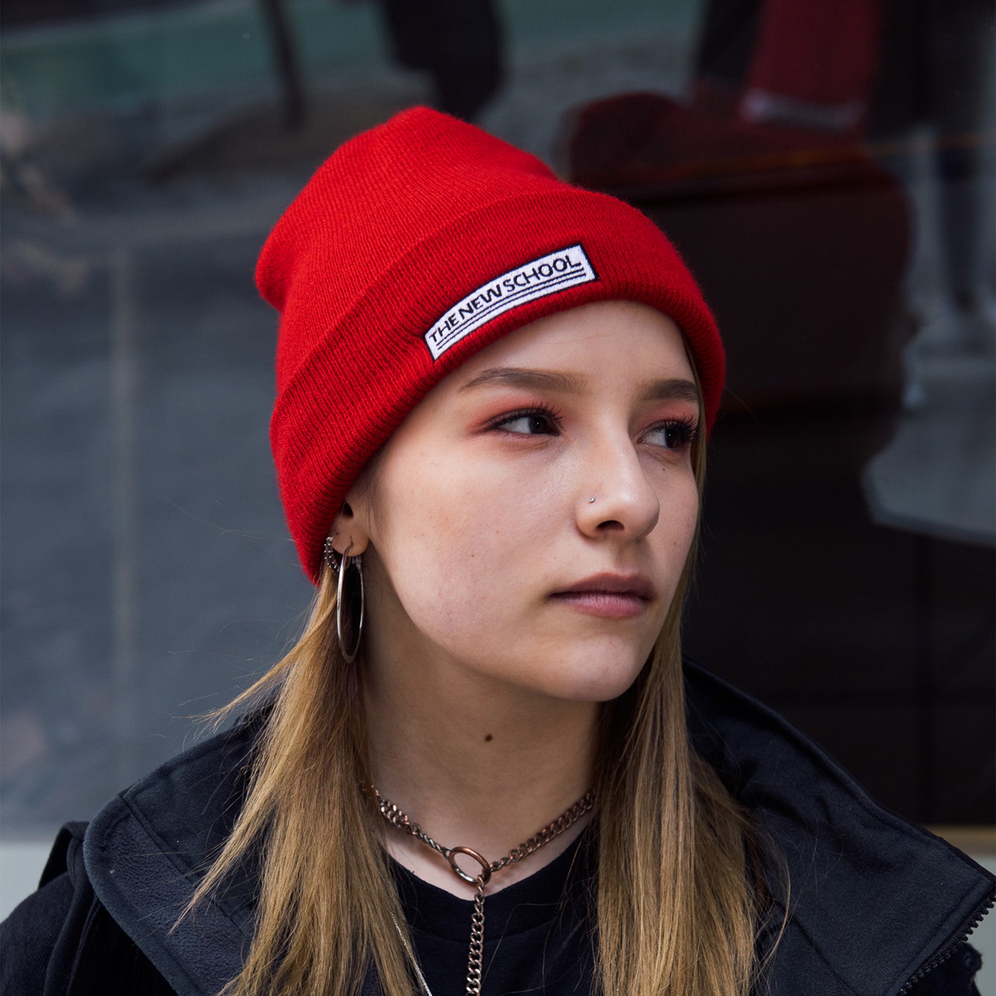 The New School Embroidered Beanie