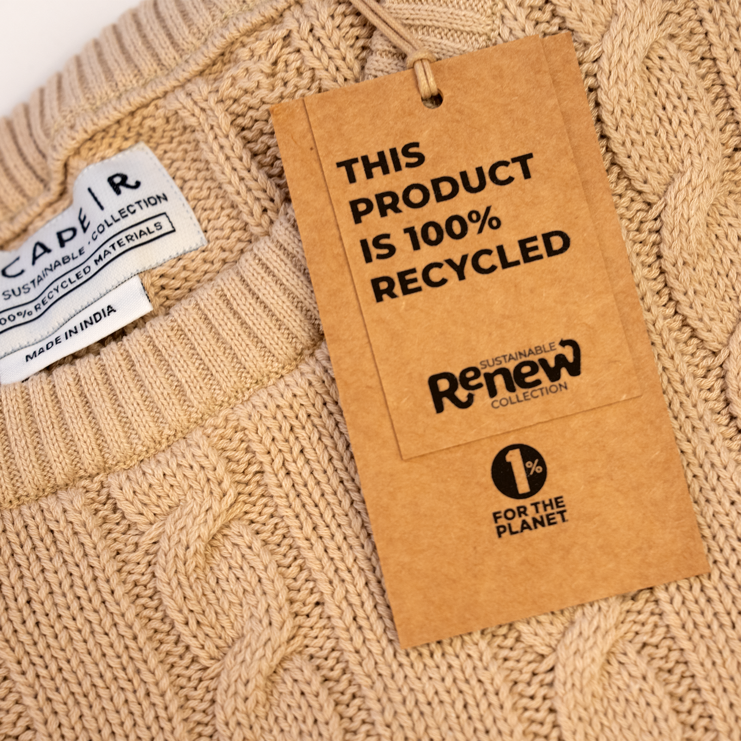 Recycled Cable Knit Sweater - "N"