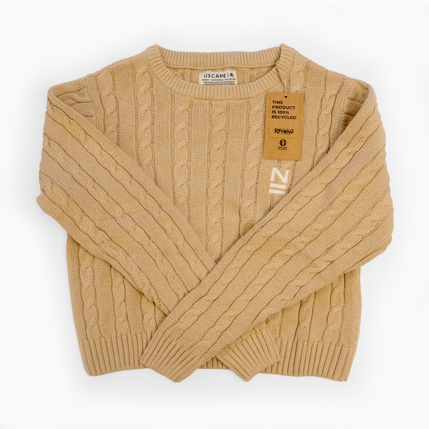 Recycled Cable Knit Sweater - "N"