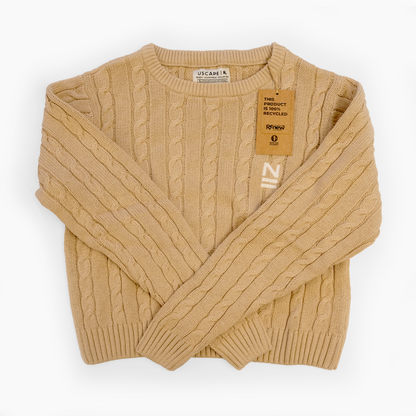 Recycled Cable Knit Sweater - "N"